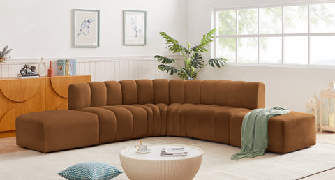 Briar 146 Saddle Velvet Upholstered Modular Sectional, 6-Piece