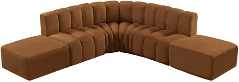 Briar 146 Saddle Velvet Upholstered Modular Sectional, 6-Piece