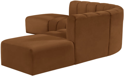 Briar 146 Saddle Velvet Upholstered Modular Sectional, 6-Piece