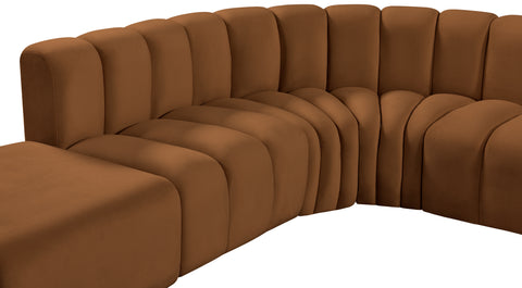 Briar 146 Saddle Velvet Upholstered Modular Sectional, 6-Piece