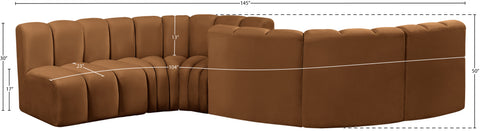 Briar 145 Saddle Velvet Upholstered Modular Sectional , 6-Piece (Style 2)
