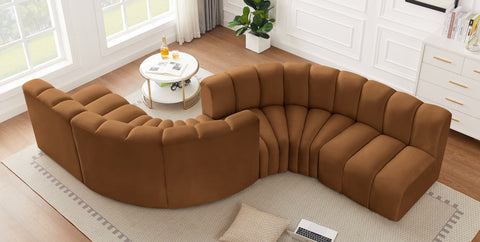 Briar 145 Saddle Velvet Upholstered Modular Sectional , 6-Piece (Style 2)
