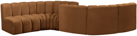 Briar 145 Saddle Velvet Upholstered Modular Sectional , 6-Piece (Style 2)