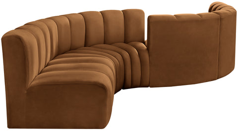 Briar 145 Saddle Velvet Upholstered Modular Sectional , 6-Piece (Style 2)