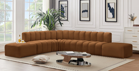 Briar 172 Saddle Velvet Upholstered Modular Sectional, 7-Piece
