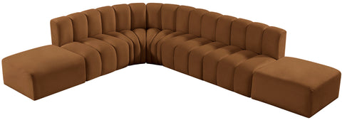 Briar 172 Saddle Velvet Upholstered Modular Sectional, 7-Piece