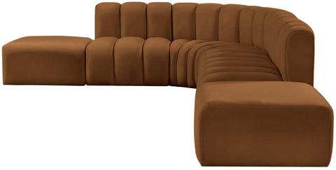 Briar 172 Saddle Velvet Upholstered Modular Sectional, 7-Piece