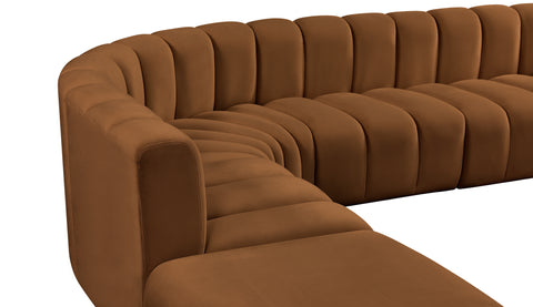 Briar 172 Saddle Velvet Upholstered Modular Sectional, 7-Piece