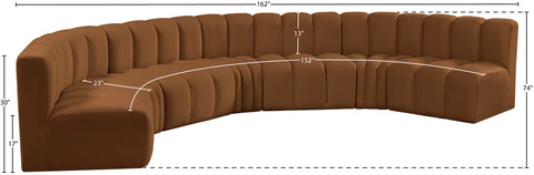 Briar 162 Saddle Velvet Upholstered Modular Sectional, 7-Piece