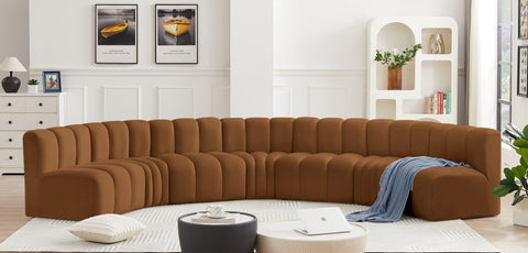 Briar 162 Saddle Velvet Upholstered Modular Sectional, 7-Piece