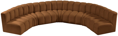 Briar 162 Saddle Velvet Upholstered Modular Sectional, 7-Piece