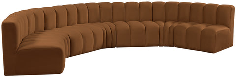 Briar 162 Saddle Velvet Upholstered Modular Sectional, 7-Piece