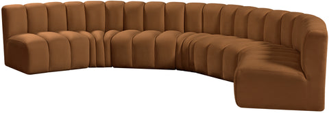 Briar 162 Saddle Velvet Upholstered Modular Sectional, 7-Piece
