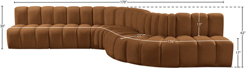 Briar 170 Saddle Velvet Upholstered Modular Sectional, 7-Piece