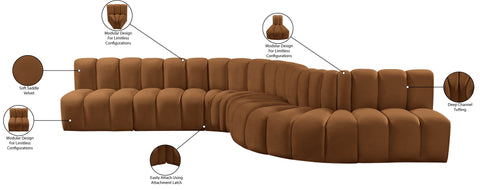 Briar 170 Saddle Velvet Upholstered Modular Sectional, 7-Piece