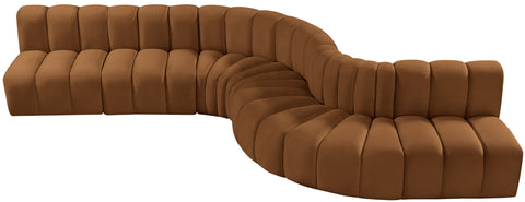 Briar 170 Saddle Velvet Upholstered Modular Sectional, 7-Piece