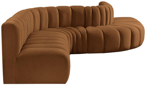 Briar 170 Saddle Velvet Upholstered Modular Sectional, 7-Piece