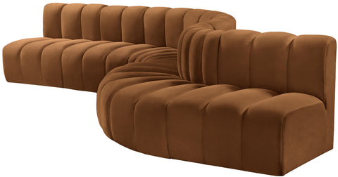 Briar 170 Saddle Velvet Upholstered Modular Sectional, 7-Piece