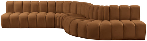 Briar 170 Saddle Velvet Upholstered Modular Sectional, 7-Piece