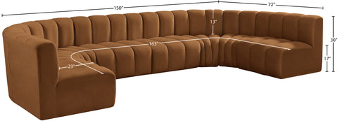 Briar 150 Saddle Velvet Upholstered Modular Sectional, 8-Piece