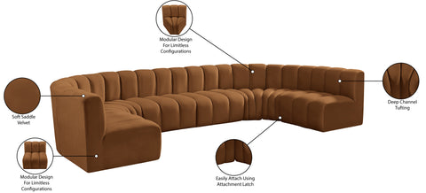 Briar 150 Saddle Velvet Upholstered Modular Sectional, 8-Piece