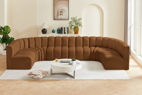 Briar 150 Saddle Velvet Upholstered Modular Sectional, 8-Piece