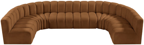Briar 150 Saddle Velvet Upholstered Modular Sectional, 8-Piece