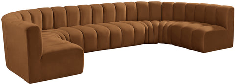 Briar 150 Saddle Velvet Upholstered Modular Sectional, 8-Piece