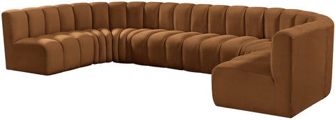 Briar 150 Saddle Velvet Upholstered Modular Sectional, 8-Piece
