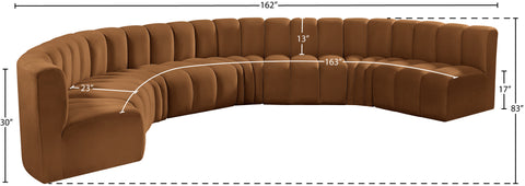 Briar 162 Saddle Velvet Upholstered Modular Sectional, 8-Piece