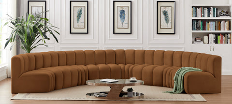 Briar 162 Saddle Velvet Upholstered Modular Sectional, 8-Piece