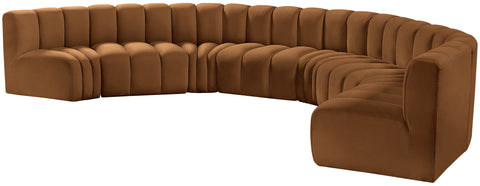 Briar 162 Saddle Velvet Upholstered Modular Sectional, 8-Piece