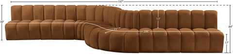 Briar 197 Saddle Velvet Upholstered Modular Sectional, 8-Piece