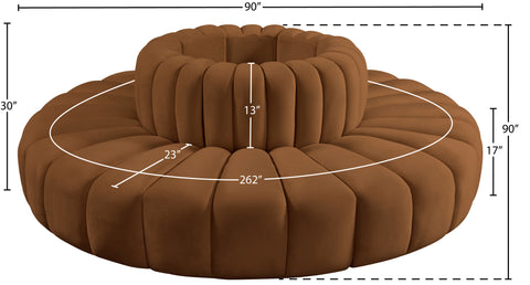 Briar 90 Saddle Velvet Upholstered Modular Sectional, 8-Piece
