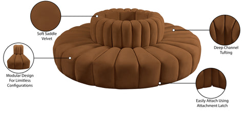 Briar 90 Saddle Velvet Upholstered Modular Sectional, 8-Piece