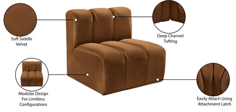 Briar Saddle Velvet Upholstered Modular Straight Chair, 1 Piece