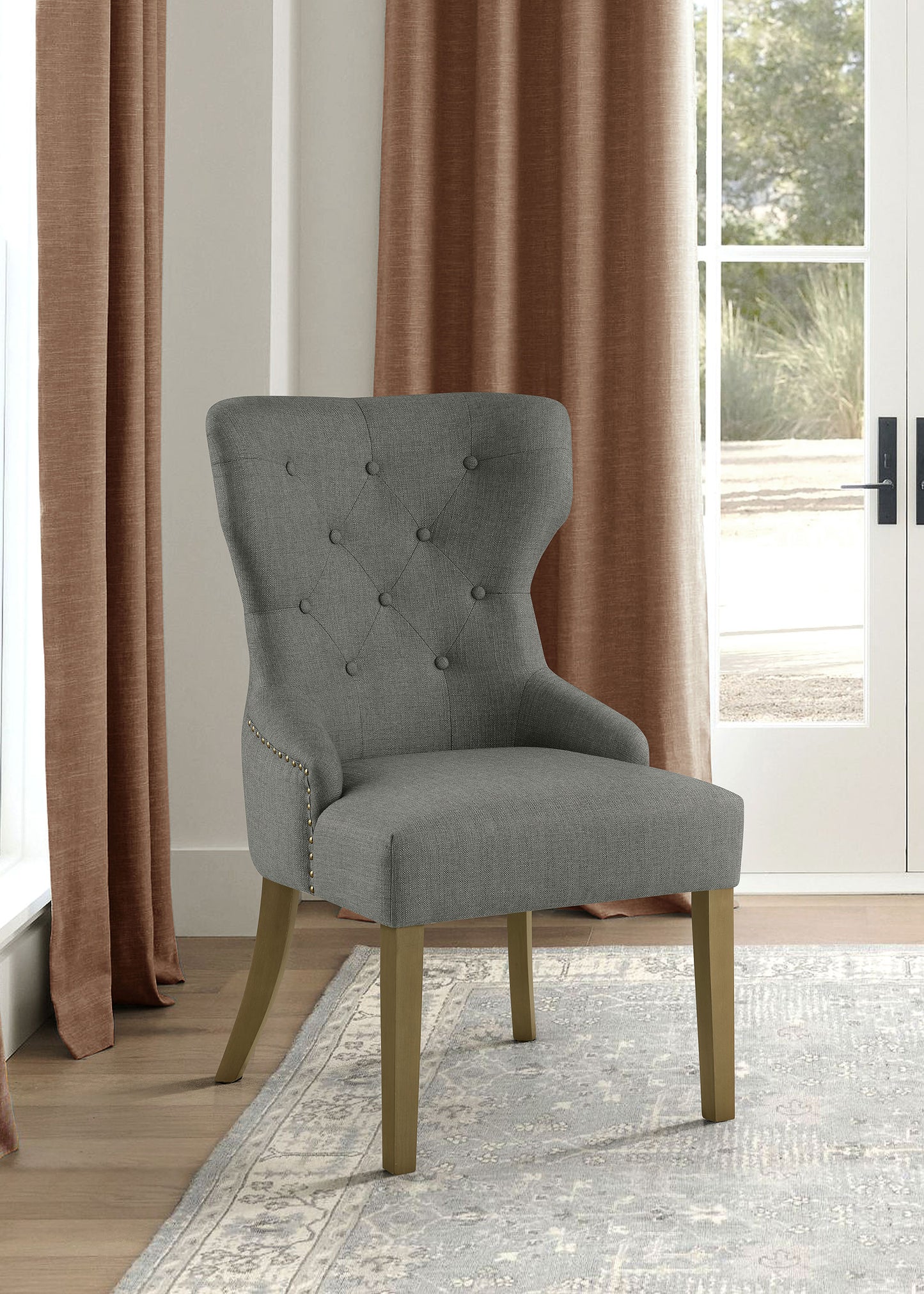 fortress tufted upholstered dining chair grey and rustic greygrey / rustic grey