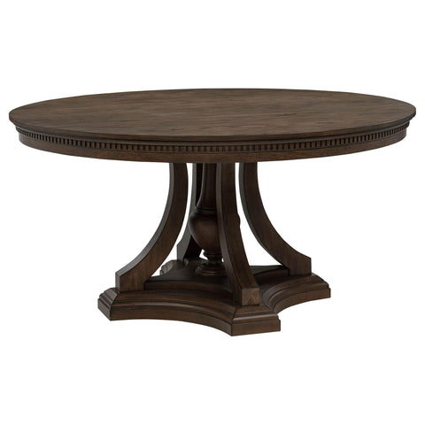 Nordio Round Pedestal Dining Table Dark Oak