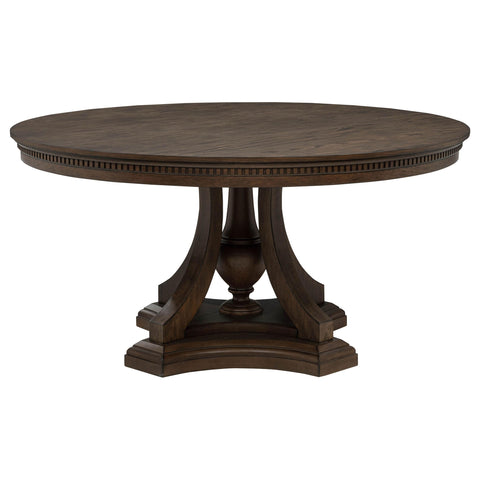Nordio Round Pedestal Dining Table Dark Oak