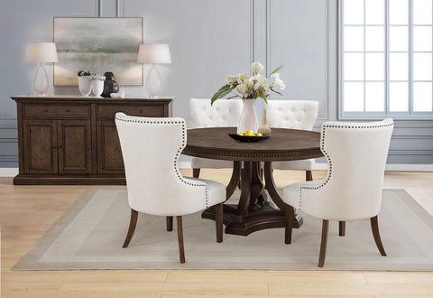 Nordio Round Pedestal Dining Table Dark Oak