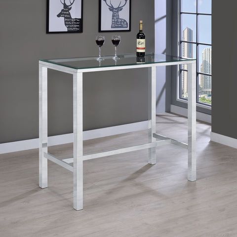 Brockton Rectangular 47-inch Glass Top Pub Bar Table ChromeChrome
