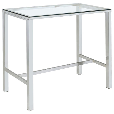 Brockton Rectangular 47-inch Glass Top Pub Bar Table ChromeChrome