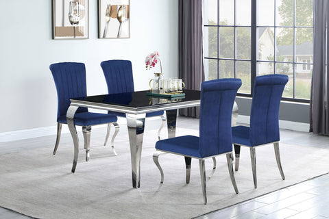 Keene 5-piece 61" Rectangular Black Glass Dining Set BlueInk Blue