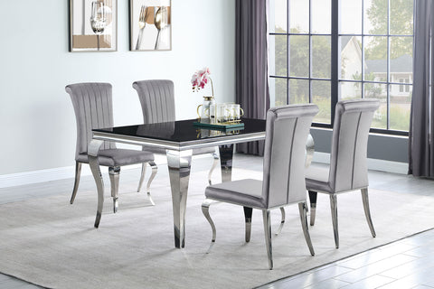 Keene 5-piece 61" Rectangular Black Glass Dining Set GreyGrey