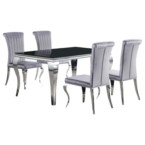 Keene 5-piece 61" Rectangular Black Glass Dining Set GreyGrey