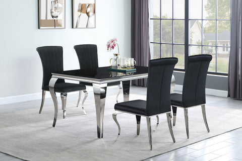 Keene 5-piece 61" Rectangular Black Glass Dining Set BlackBlack