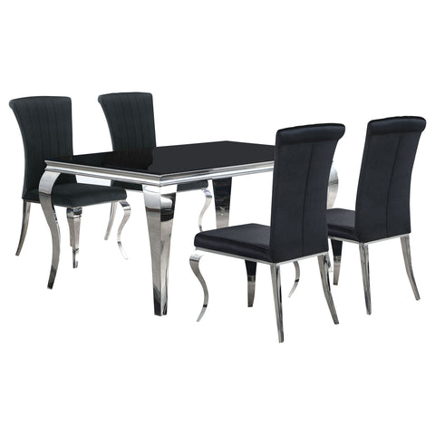 Keene 5-piece 61" Rectangular Black Glass Dining Set BlackBlack