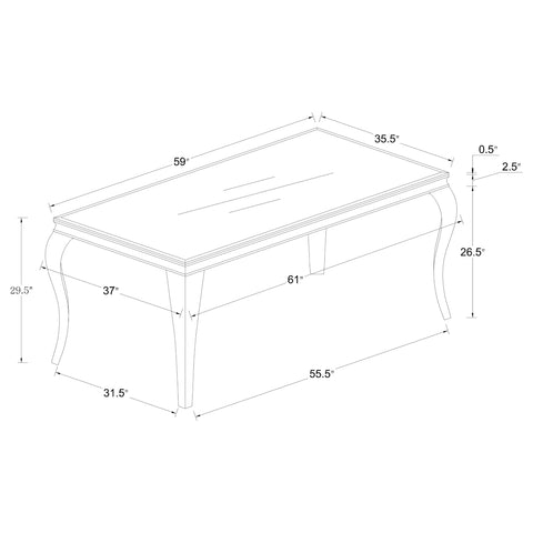 Keene Rectangular 61-inch Glass Top Dining Table BlackBlack