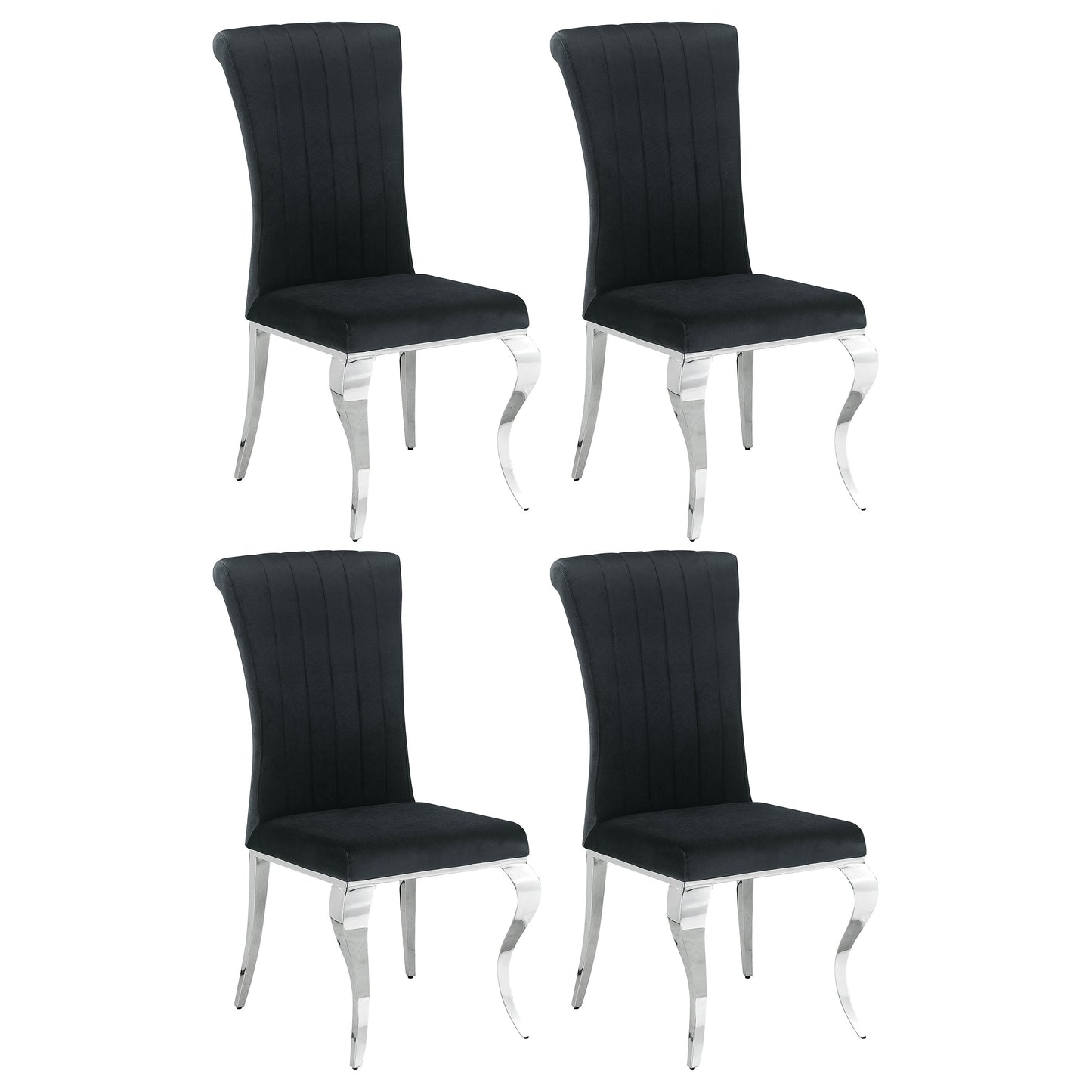 mitchell velvet upholstered dining side chair black (set of 4)black