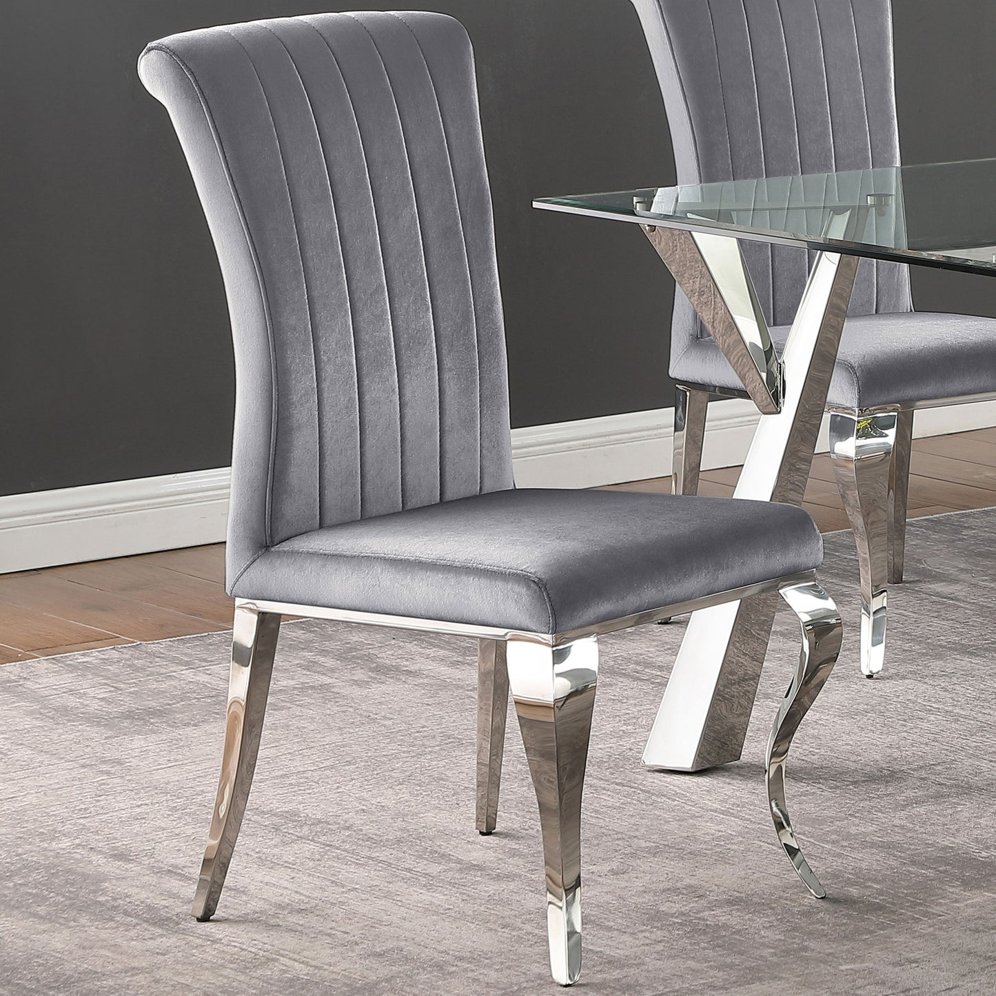 mitchell velvet upholstered dining side chair grey (set of 4)grey